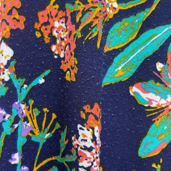 Ulla Popken Blue Orange Green Floral Short Sleeve Stretch Dress with Pockets 22 - Picture 5 of 6